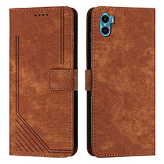 Coque Portefeuille Livre Cuir Etui Clapet Y07X pour Motorola Moto E22S Marron