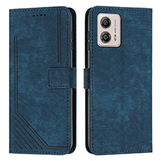 Coque Portefeuille Livre Cuir Etui Clapet Y07X pour Motorola Moto G53j 5G Bleu