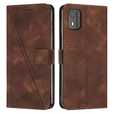 Coque Portefeuille Livre Cuir Etui Clapet Y07X pour Nokia C02 Marron