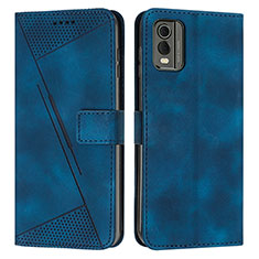 Coque Portefeuille Livre Cuir Etui Clapet Y07X pour Nokia C32 Bleu