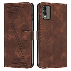 Coque Portefeuille Livre Cuir Etui Clapet Y07X pour Nokia C32 Marron