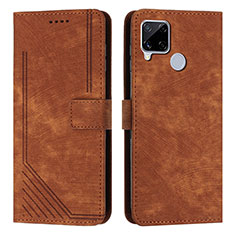 Coque Portefeuille Livre Cuir Etui Clapet Y07X pour Realme C12 Marron