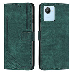 Coque Portefeuille Livre Cuir Etui Clapet Y07X pour Realme C30 Vert