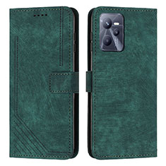 Coque Portefeuille Livre Cuir Etui Clapet Y07X pour Realme C35 Vert