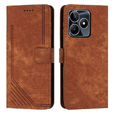 Coque Portefeuille Livre Cuir Etui Clapet Y07X pour Realme C51 Marron