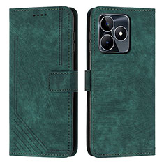 Coque Portefeuille Livre Cuir Etui Clapet Y07X pour Realme C51 Vert