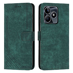 Coque Portefeuille Livre Cuir Etui Clapet Y07X pour Realme C53 India Vert