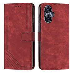 Coque Portefeuille Livre Cuir Etui Clapet Y07X pour Realme C55 Rouge