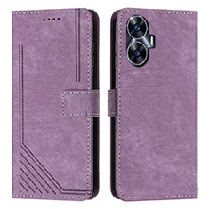 Coque Portefeuille Livre Cuir Etui Clapet Y07X pour Realme C55 Violet