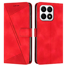 Coque Portefeuille Livre Cuir Etui Clapet Y08X pour Huawei Honor X8a 4G Rouge