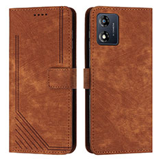 Coque Portefeuille Livre Cuir Etui Clapet Y08X pour Motorola Moto E13 Marron