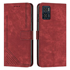 Coque Portefeuille Livre Cuir Etui Clapet Y08X pour Motorola Moto E22 Rouge