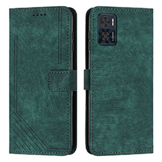 Coque Portefeuille Livre Cuir Etui Clapet Y08X pour Motorola Moto E22i Vert