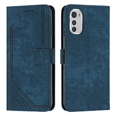 Coque Portefeuille Livre Cuir Etui Clapet Y08X pour Motorola Moto E32 Bleu