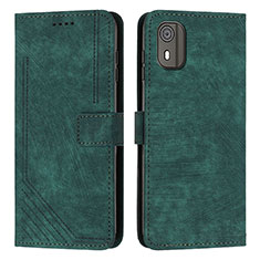 Coque Portefeuille Livre Cuir Etui Clapet Y08X pour Nokia C02 Vert