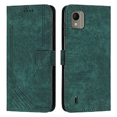 Coque Portefeuille Livre Cuir Etui Clapet Y08X pour Nokia C110 Vert