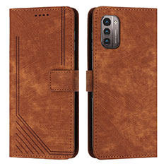 Coque Portefeuille Livre Cuir Etui Clapet Y08X pour Nokia G21 Marron