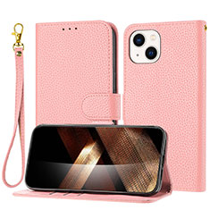 Coque Portefeuille Livre Cuir Etui Clapet Y09X pour Apple iPhone 14 Or Rose