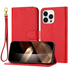 Coque Portefeuille Livre Cuir Etui Clapet Y09X pour Apple iPhone 14 Pro Max Rouge