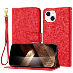 Coque Portefeuille Livre Cuir Etui Clapet Y09X pour Apple iPhone 14 Rouge