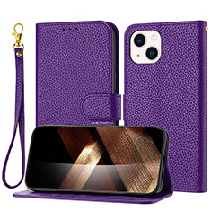 Coque Portefeuille Livre Cuir Etui Clapet Y09X pour Apple iPhone 14 Violet