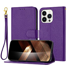 Coque Portefeuille Livre Cuir Etui Clapet Y09X pour Apple iPhone 16 Pro Max Violet