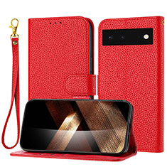 Coque Portefeuille Livre Cuir Etui Clapet Y09X pour Google Pixel 6 5G Rouge