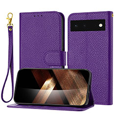 Coque Portefeuille Livre Cuir Etui Clapet Y09X pour Google Pixel 6 5G Violet