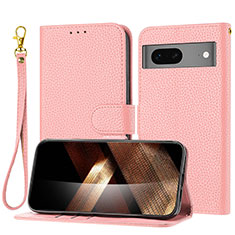 Coque Portefeuille Livre Cuir Etui Clapet Y09X pour Google Pixel 7 5G Or Rose