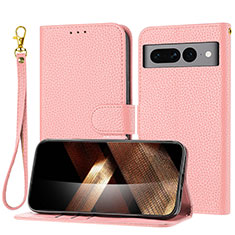 Coque Portefeuille Livre Cuir Etui Clapet Y09X pour Google Pixel 7 Pro 5G Or Rose