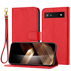 Coque Portefeuille Livre Cuir Etui Clapet Y09X pour Google Pixel 7a 5G Rouge