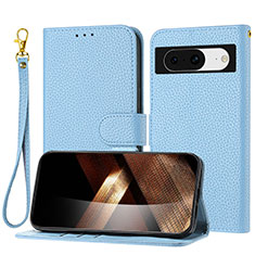 Coque Portefeuille Livre Cuir Etui Clapet Y09X pour Google Pixel 8 5G Bleu