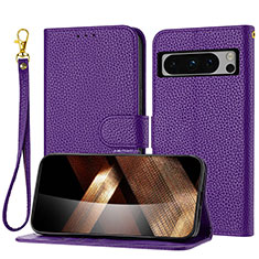 Coque Portefeuille Livre Cuir Etui Clapet Y09X pour Google Pixel 8 Pro 5G Violet