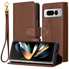 Coque Portefeuille Livre Cuir Etui Clapet Y09X pour Google Pixel Fold 5G Marron