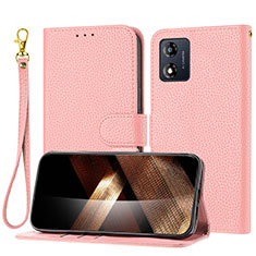 Coque Portefeuille Livre Cuir Etui Clapet Y09X pour Motorola Moto E13 Or Rose