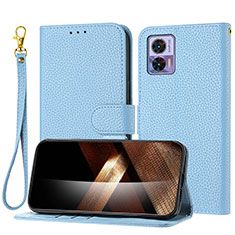 Coque Portefeuille Livre Cuir Etui Clapet Y09X pour Motorola Moto Edge 30 Neo 5G Bleu