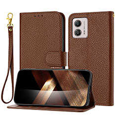 Coque Portefeuille Livre Cuir Etui Clapet Y09X pour Motorola Moto G53 5G Marron