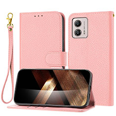 Coque Portefeuille Livre Cuir Etui Clapet Y09X pour Motorola Moto G53 5G Or Rose