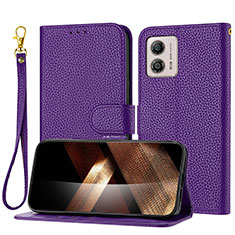 Coque Portefeuille Livre Cuir Etui Clapet Y09X pour Motorola Moto G53 5G Violet