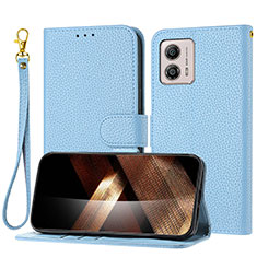 Coque Portefeuille Livre Cuir Etui Clapet Y09X pour Motorola Moto G53y 5G Bleu