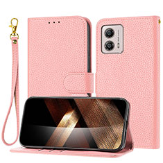 Coque Portefeuille Livre Cuir Etui Clapet Y09X pour Motorola Moto G73 5G Or Rose