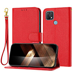 Coque Portefeuille Livre Cuir Etui Clapet Y09X pour Oppo A15 Rouge