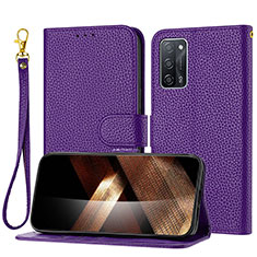 Coque Portefeuille Livre Cuir Etui Clapet Y09X pour Oppo A55 5G Violet