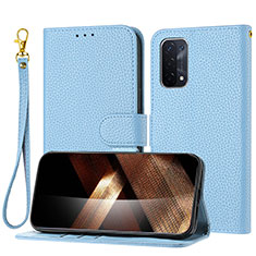 Coque Portefeuille Livre Cuir Etui Clapet Y09X pour Oppo A74 5G Bleu