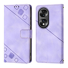 Coque Portefeuille Livre Cuir Etui Clapet YB1 pour Huawei Honor X7b Violet