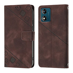 Coque Portefeuille Livre Cuir Etui Clapet YB1 pour Motorola Moto E13 Marron