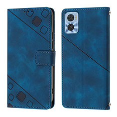 Coque Portefeuille Livre Cuir Etui Clapet YB1 pour Motorola Moto E22 Bleu