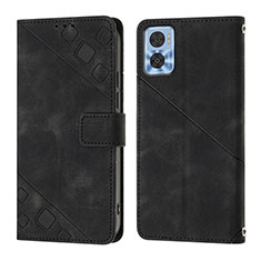 Coque Portefeuille Livre Cuir Etui Clapet YB1 pour Motorola Moto E22 Noir