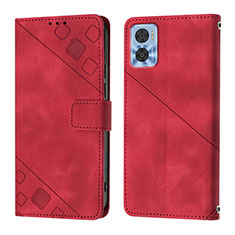 Coque Portefeuille Livre Cuir Etui Clapet YB1 pour Motorola Moto E22 Rouge