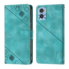 Coque Portefeuille Livre Cuir Etui Clapet YB1 pour Motorola Moto E22 Vert